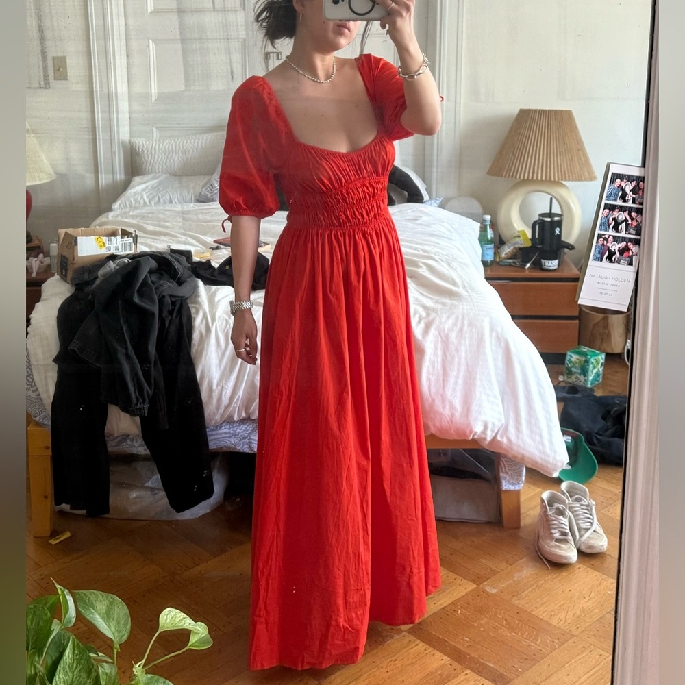 Tomato Red Romantic Maxi Dress